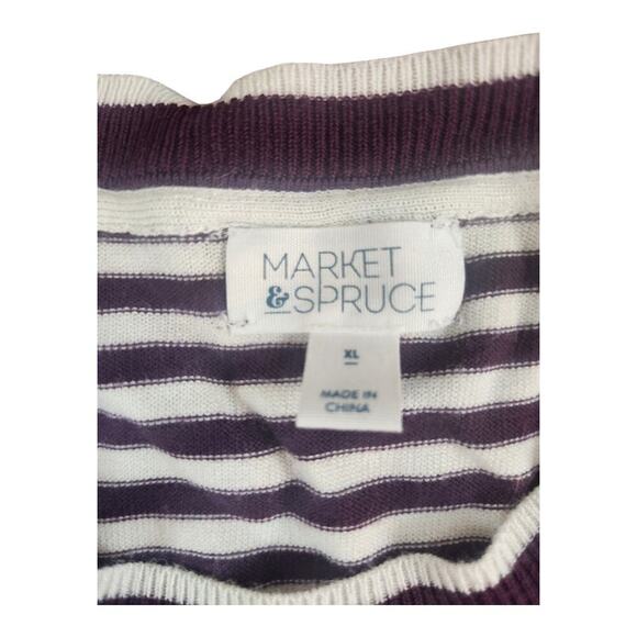Market & Spruce womens sweater sz XL maroon cream strips long sleeve - Picture 3 of 9